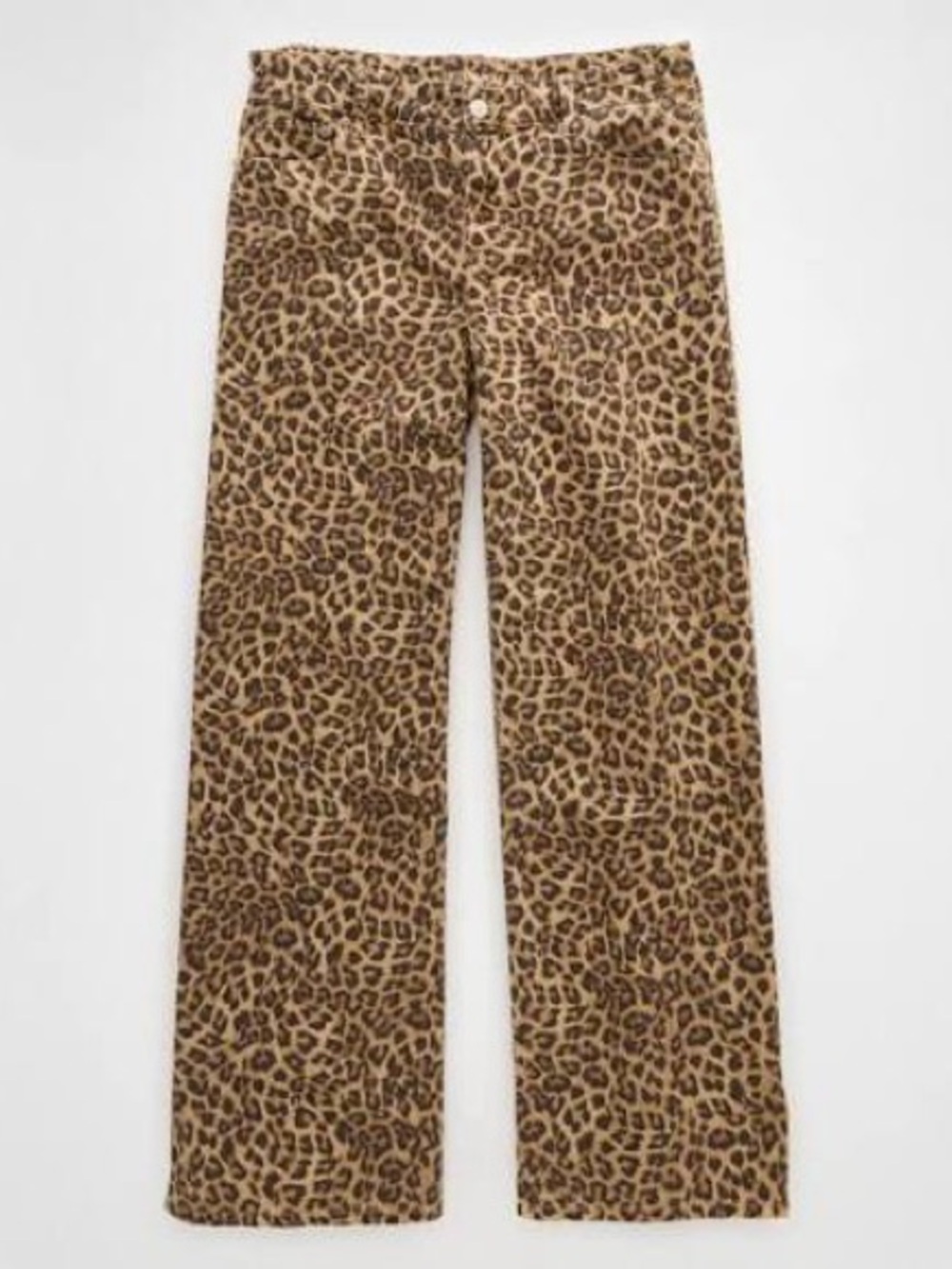 American Eagle Outfitters Leopard-Print Wide Leg Jeans - Tan/Brown